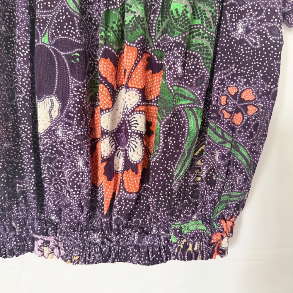 Free People Suki Blouse Women's XS Purple Orange Floral Boho Festival Peasant - Picture 5 of 9